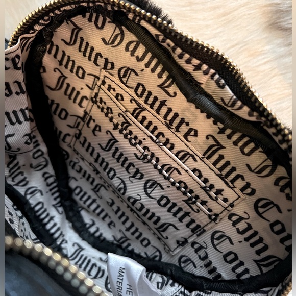 Juicy Couture Los Angeles NWT Black Liquorice Faux Fur Rhinestone Crossbody - Picture 6 of 9